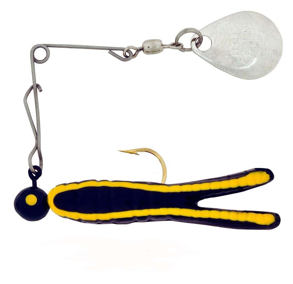 H&H Cajun Grub Spin 1/8 Nickle Black Yellow Stripe 12/Card - MarineQuest Supply