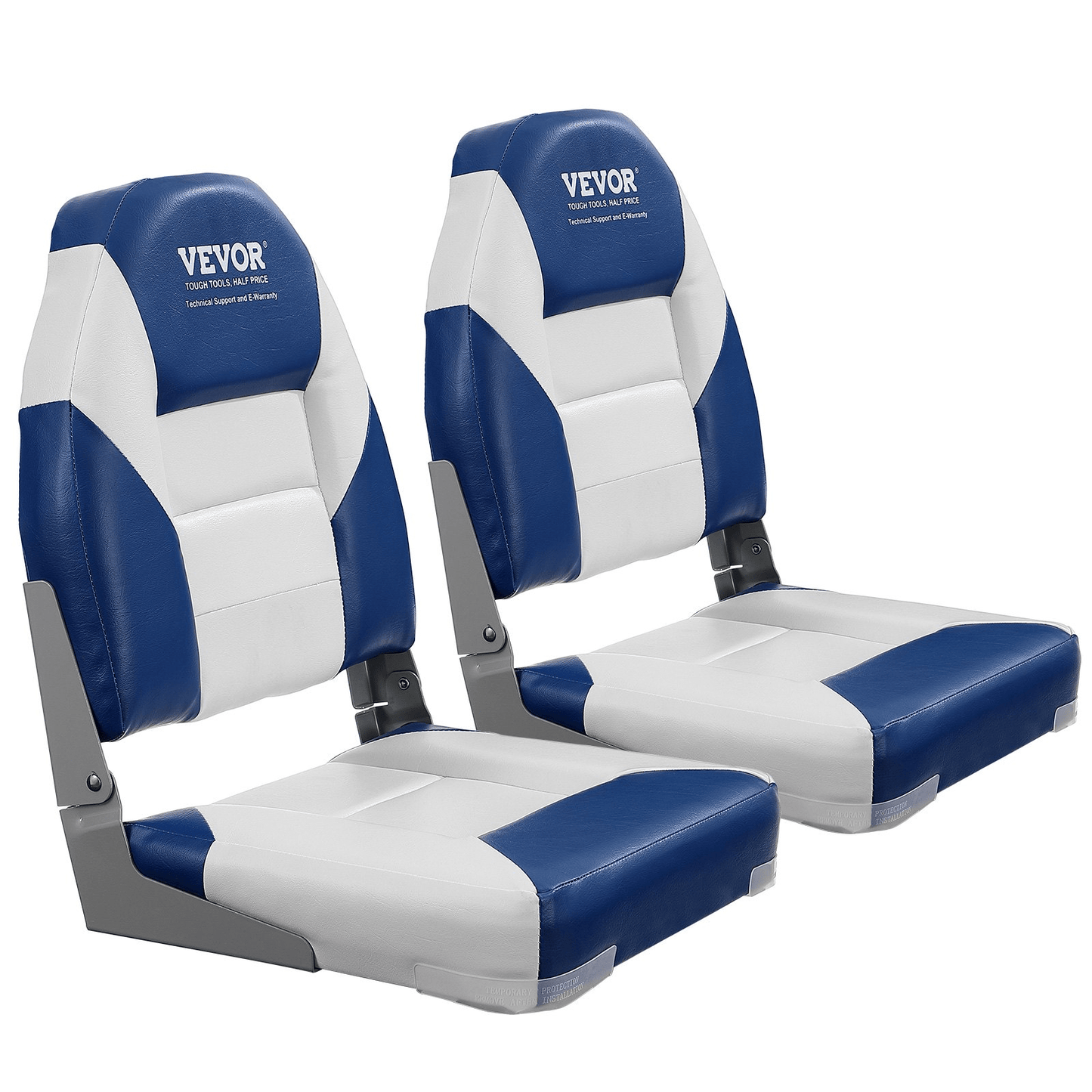 VEVOR Boat Seats, 21.85" High Back Boat Seat, Folding Boat Chair with Thickened Sponge Padding and Hinge, Fold - Down Boat Captain Chairs for Fishing Boat, Sightseeing Boat, Speedboat, Canoe, 2 - Pack - MarineQuest Supply