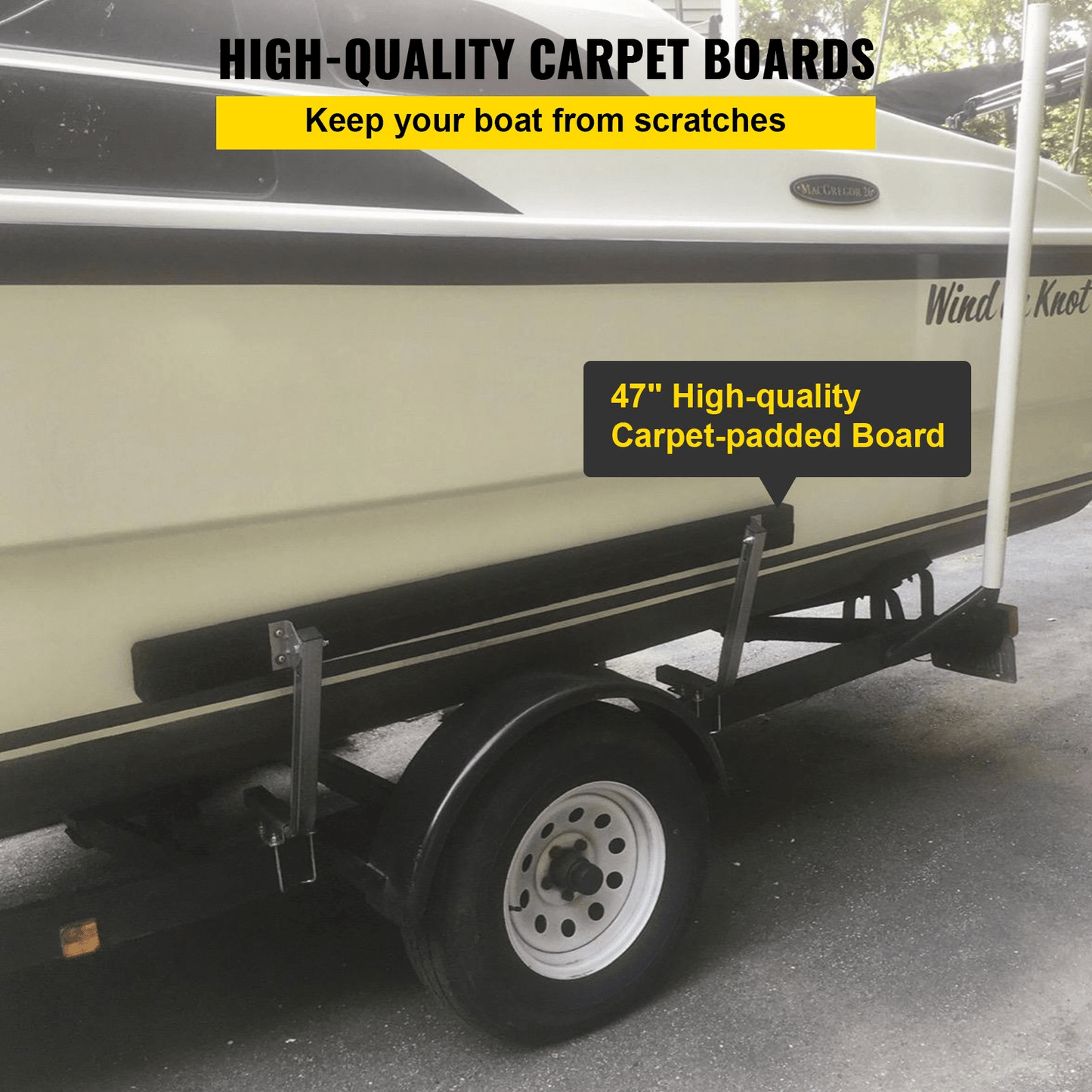 VEVOR Boat Trailer Guide - ons, 2PCS Rustproof Steel Trailer Guide ons, Trailer Guides with Carpet - Padded Boards, Mounting Parts Included, for Ski Boat, Fishing Boat or Sailboat Trailer - MarineQuest Supply