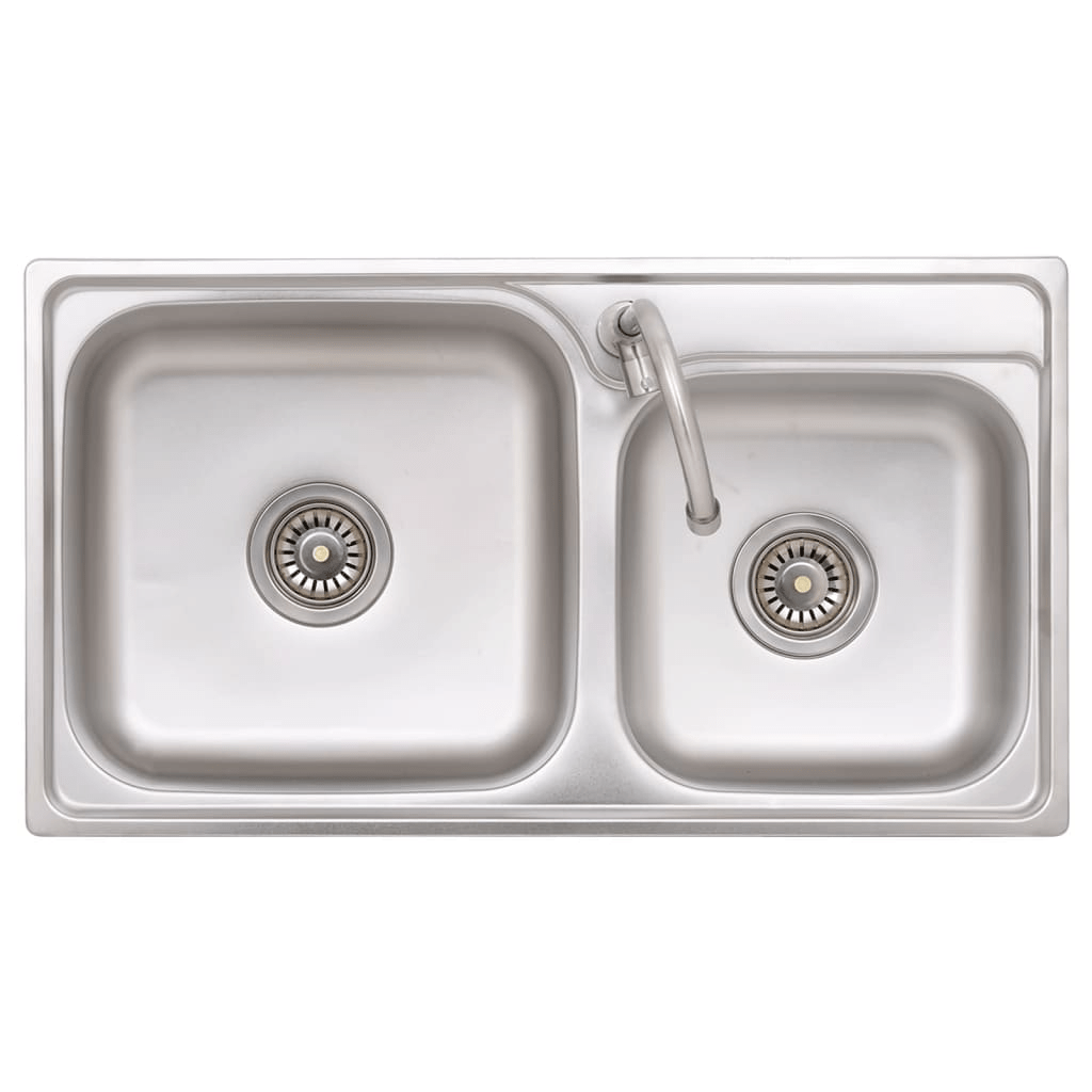 VidaXL Camping Sink Double Basins with Tap Stainless Steel - MarineQuest Supply