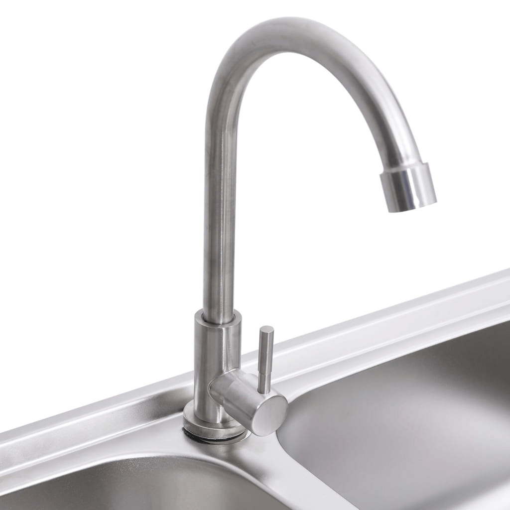 VidaXL Camping Sink Double Basins with Tap Stainless Steel - MarineQuest Supply