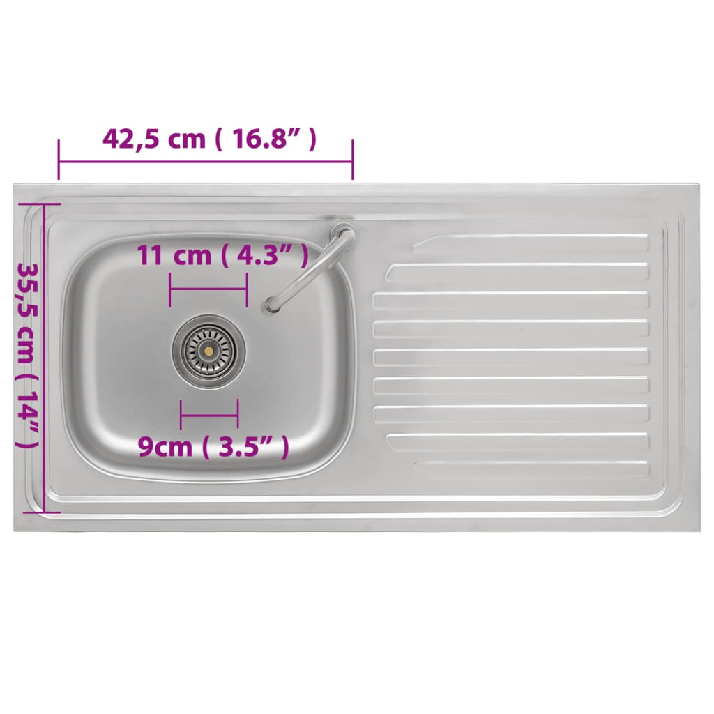 VidaXL Camping Sink Single Basin with Tap Stainless Steel - MarineQuest Supply