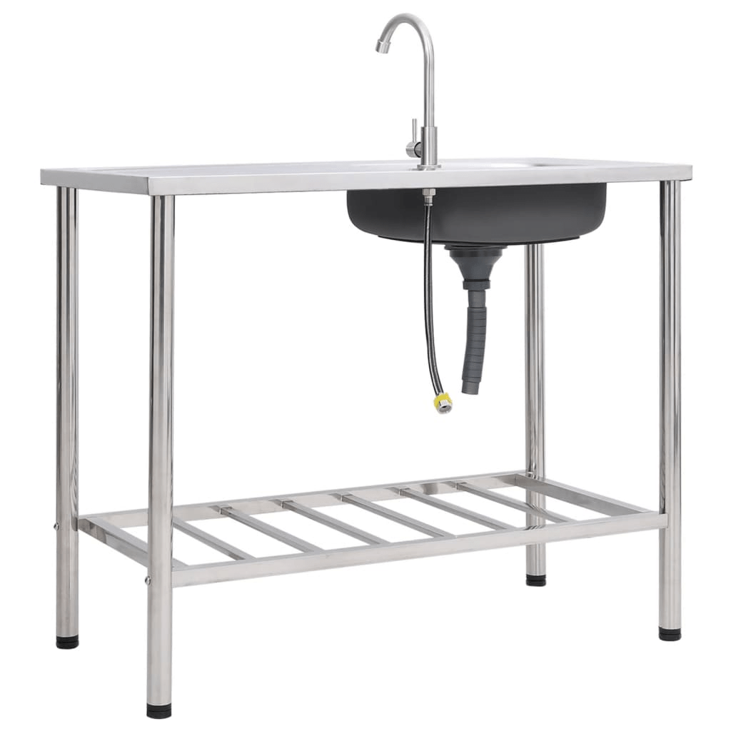 VidaXL Camping Sink Single Basin with Tap Stainless Steel - MarineQuest Supply