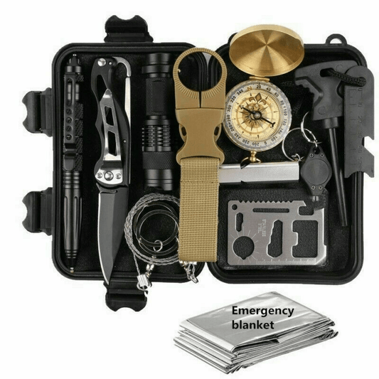 14 in 1 Outdoor Emergency Survival And Safety Gear Kit Camping Tactical Tools SOS EDC Case - MarineQuest Supply