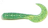 Action Bait 3in Curly Grubs 25pk Lime Chartreuse Glitter - MarineQuest Supply