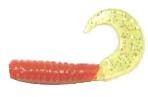 Action Bait 3in Curly Grubs 25pk Red Chartreuse Glitter - MarineQuest Supply
