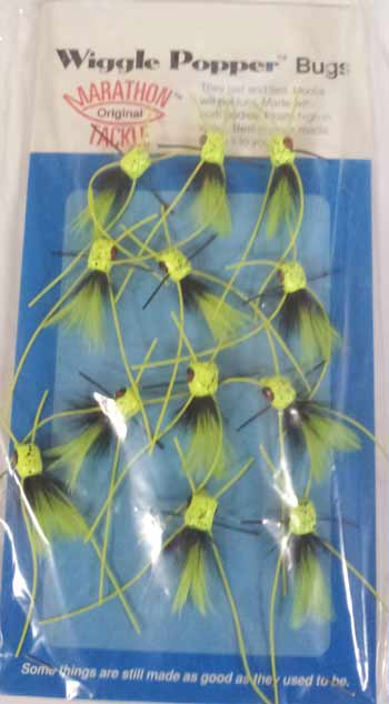 Betts Wiggle Popper Chartreuse Speckle Size 10 12/card - MarineQuest Supply