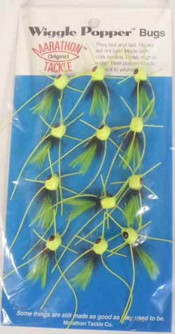Betts Wiggle Popper Chartreuse/Black Size 8 12/card - MarineQuest Supply