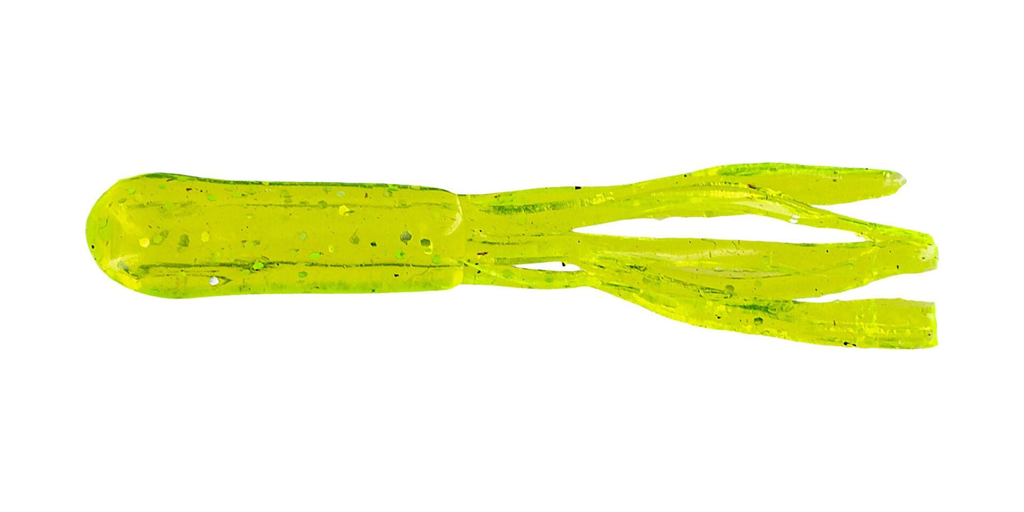 Big Bite Crappie Tubes 1.5in 10ct Chartreuse Sparkle - MarineQuest Supply