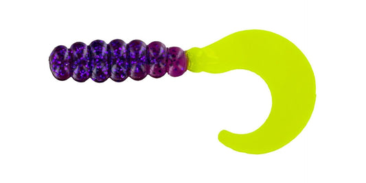 Big Bite Fat Grub 2in 10ct Purple Glitter/Opague Chart - MarineQuest Supply