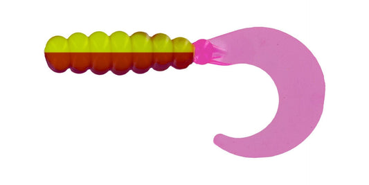 Big Bite Fat Grub 2in 10ct Purple Opaque Chartreuse. - MarineQuest Supply