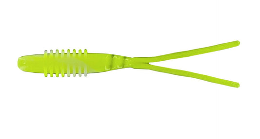 Big Bite Kamikaze Swimon Split Tail 4.25in 7pk Chartreuse/White Swirl - MarineQuest Supply
