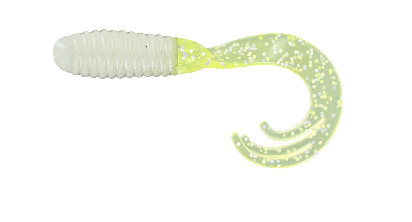 Big Bite Triple Tip Grub 2in 10ct White/Chartreuse Shiner - MarineQuest Supply