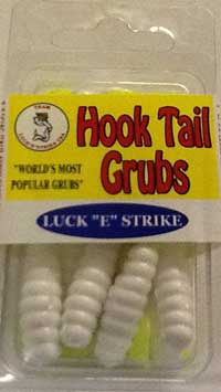 Luckie Strike Curl Tail Grub 3" 10ct White/Chartreuse Glitter - MarineQuest Supply