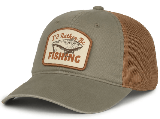 Outdoor Cap Mesh Back I Had Rather Be Fishing Khaki Tan - MarineQuest Supply