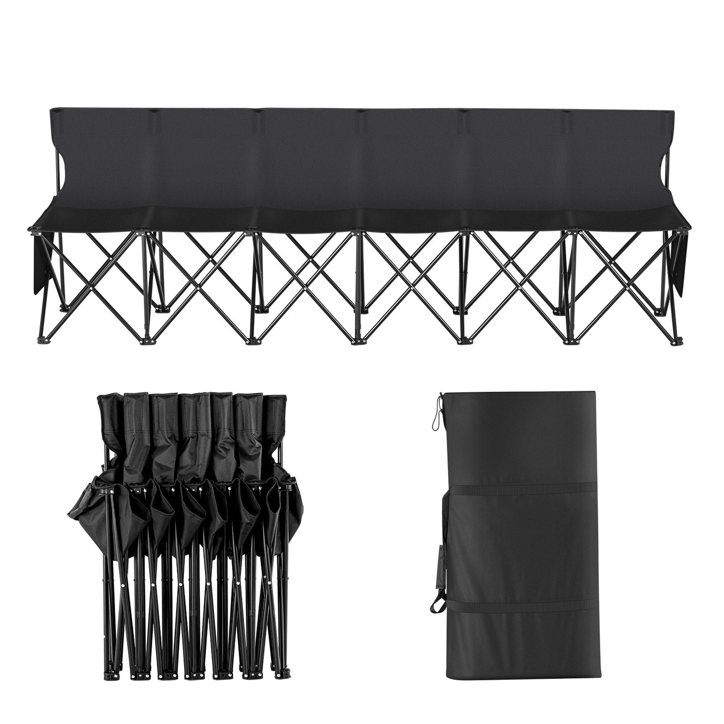 VEVOR 6 Seat Portable Folding Sport Bench Outdoor Camping Chair with Carry Bag - MarineQuest Supply