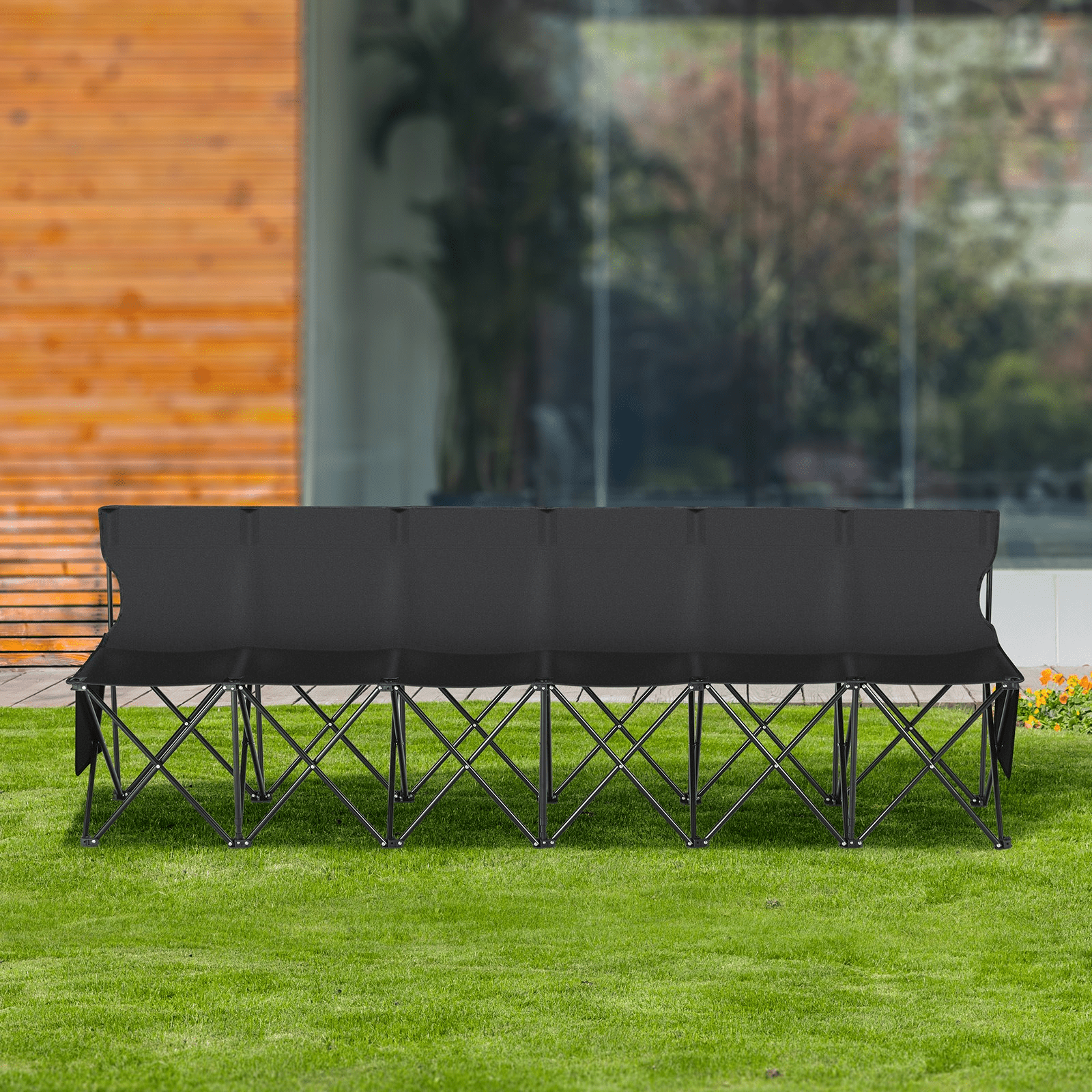 VEVOR 6 Seat Portable Folding Sport Bench Outdoor Camping Chair with Carry Bag - MarineQuest Supply