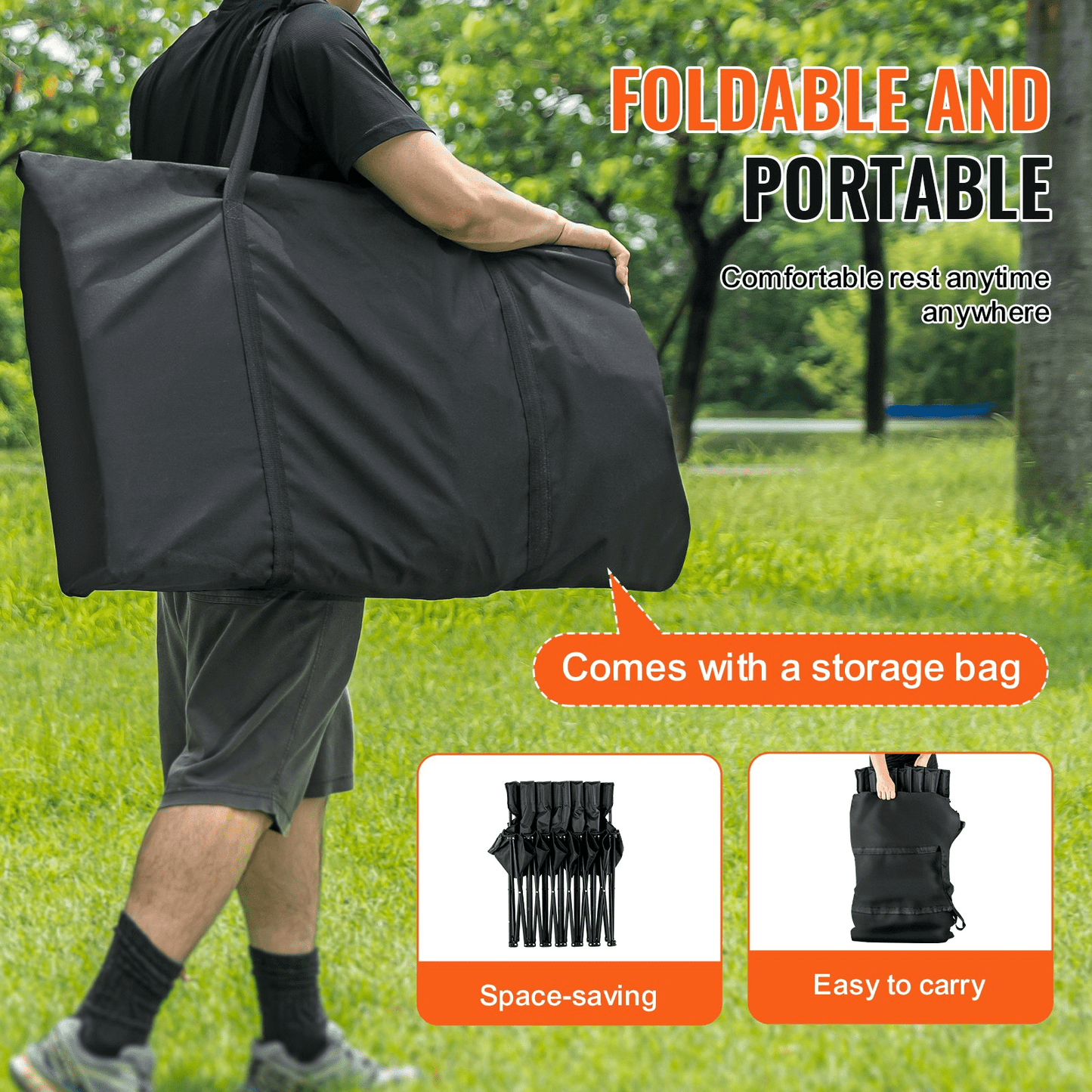 VEVOR 6 Seat Portable Folding Sport Bench Outdoor Camping Chair with Carry Bag - MarineQuest Supply