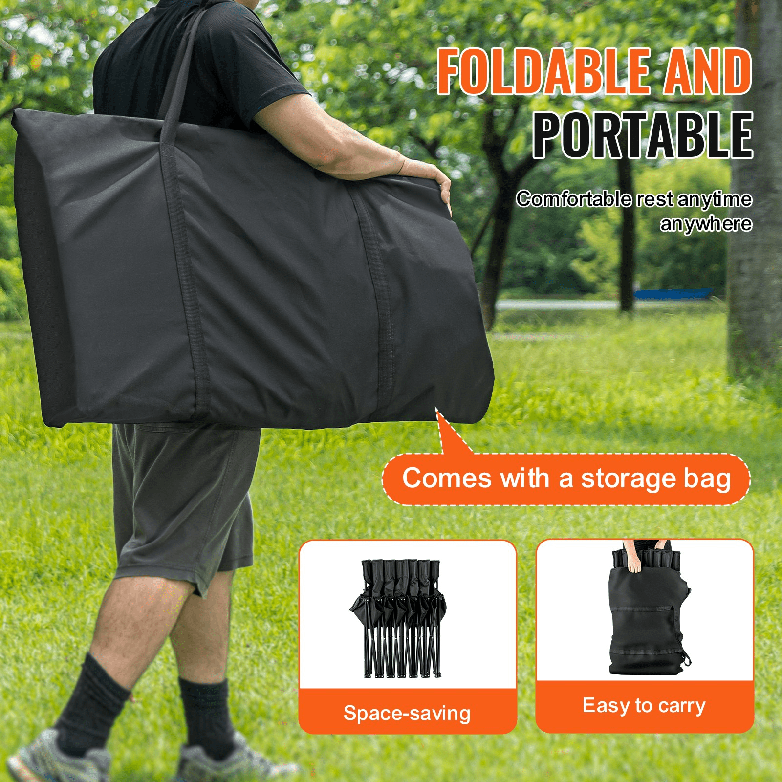 VEVOR 6 Seat Portable Folding Sport Bench Outdoor Camping Chair with Carry Bag - MarineQuest Supply