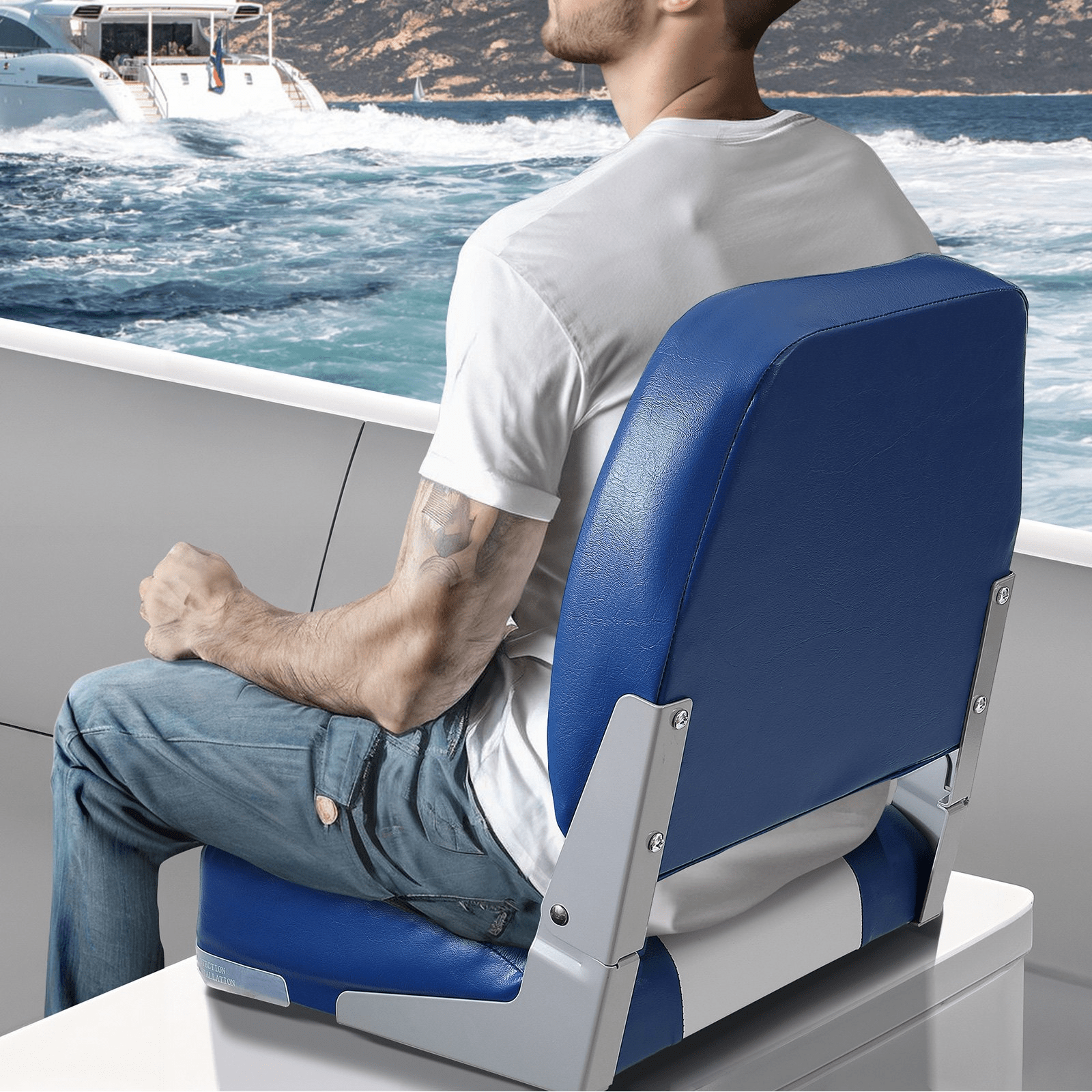 VEVOR Boat Seat Low Back Fold - Down Fishing Boat Chair with Sponge Padding 2 Pack - MarineQuest Supply