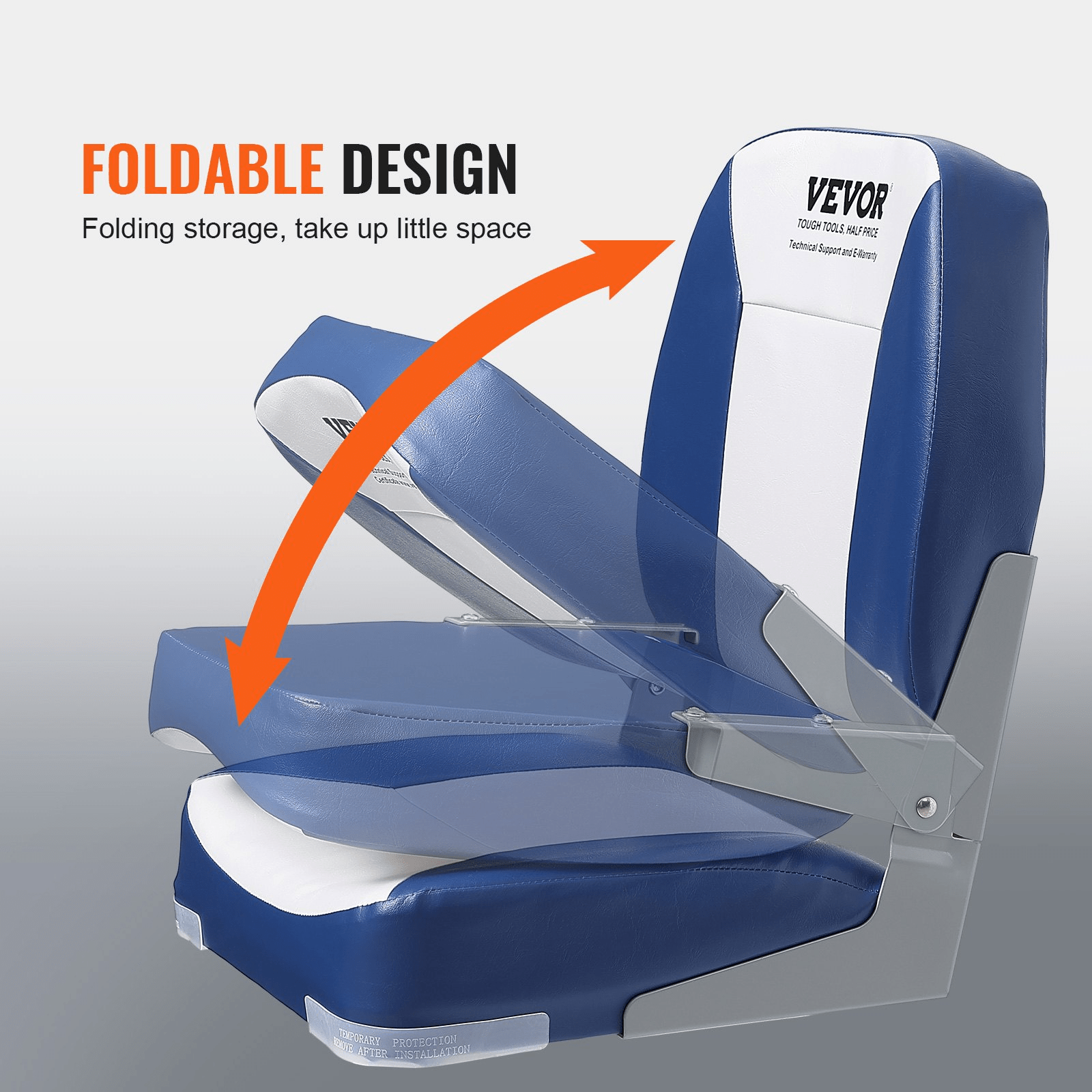 VEVOR Boat Seat Low Back Fold - Down Fishing Boat Chair with Sponge Padding 2 Pack - MarineQuest Supply