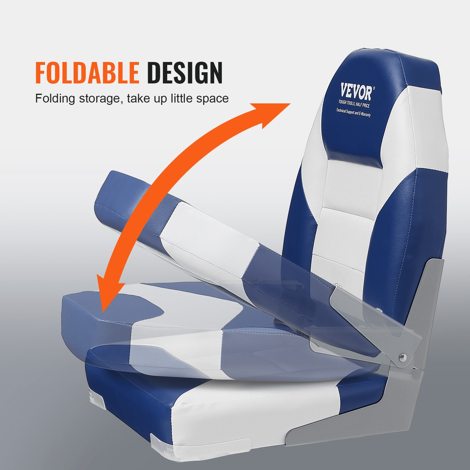VEVOR Boat Seats, 21.85" High Back Boat Seat, Folding Boat Chair with Thickened Sponge Padding and Hinge, Fold - Down Boat Captain Chairs for Fishing Boat, Sightseeing Boat, Speedboat, Canoe, 2 - Pack - MarineQuest Supply