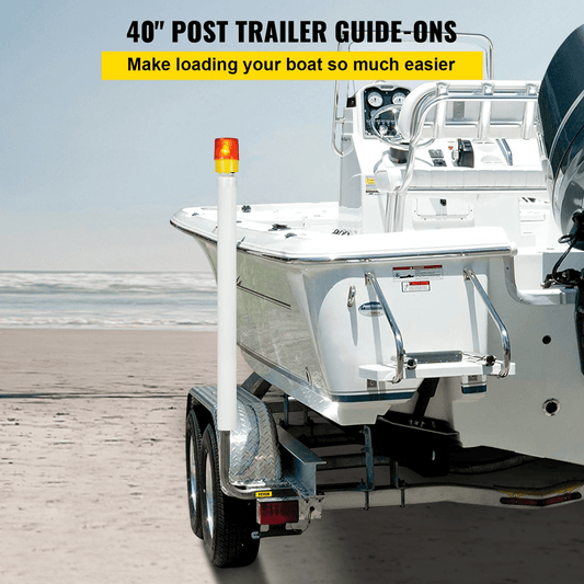 VEVOR Boat Trailer Guide - on, 40", 2PCS Steel Trailer Post Guide on, with LED - Lighted PVC Tube Covers, Mounting Hardware Included, for Ski Boat, Fishing Boat or Sailboat Trailer - MarineQuest Supply