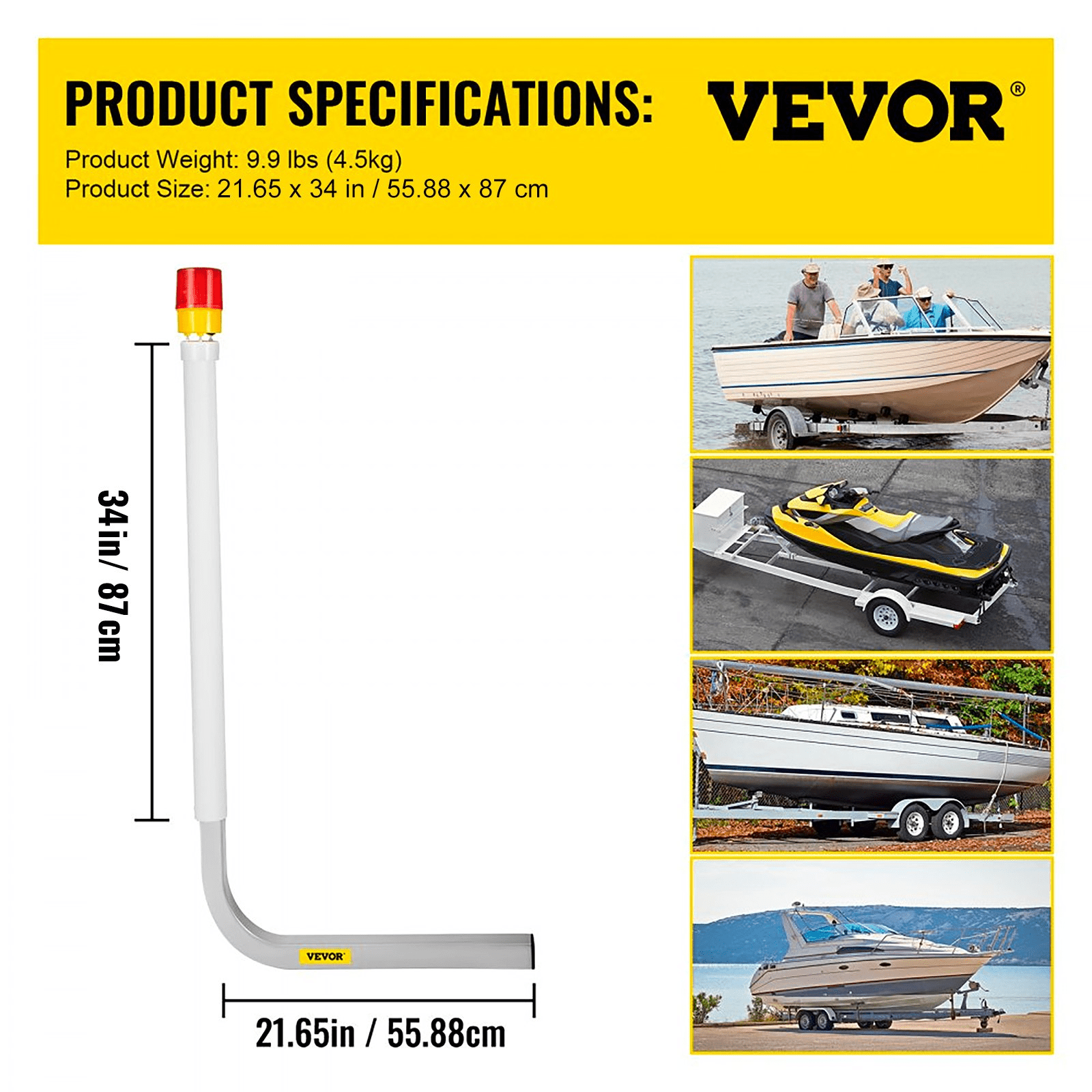 VEVOR Boat Trailer Guide - on, 40", 2PCS Steel Trailer Post Guide on, with LED - Lighted PVC Tube Covers, Mounting Hardware Included, for Ski Boat, Fishing Boat or Sailboat Trailer - MarineQuest Supply
