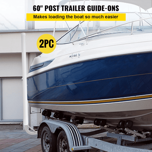 VEVOR Boat Trailer Guide - on, 60", 2PCS Steel Trailer Post Guide ons, w/White PVC Tube Covers, Complete Mounting Accessories Included, for Ski Boat, Fishing Boat or Sailboat Trailer - MarineQuest Supply