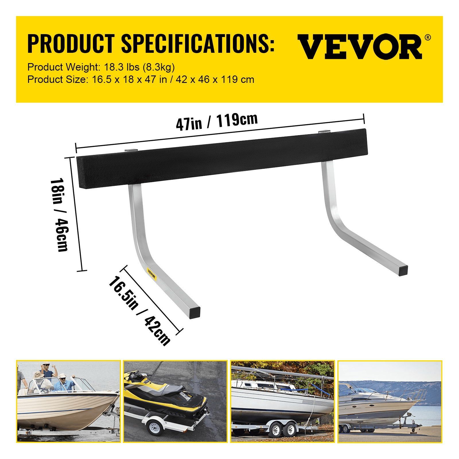 VEVOR Boat Trailer Guide - ons, 2PCS Rustproof Steel Trailer Guide ons, Trailer Guides with Carpet - Padded Boards, Mounting Parts Included, for Ski Boat, Fishing Boat or Sailboat Trailer - MarineQuest Supply