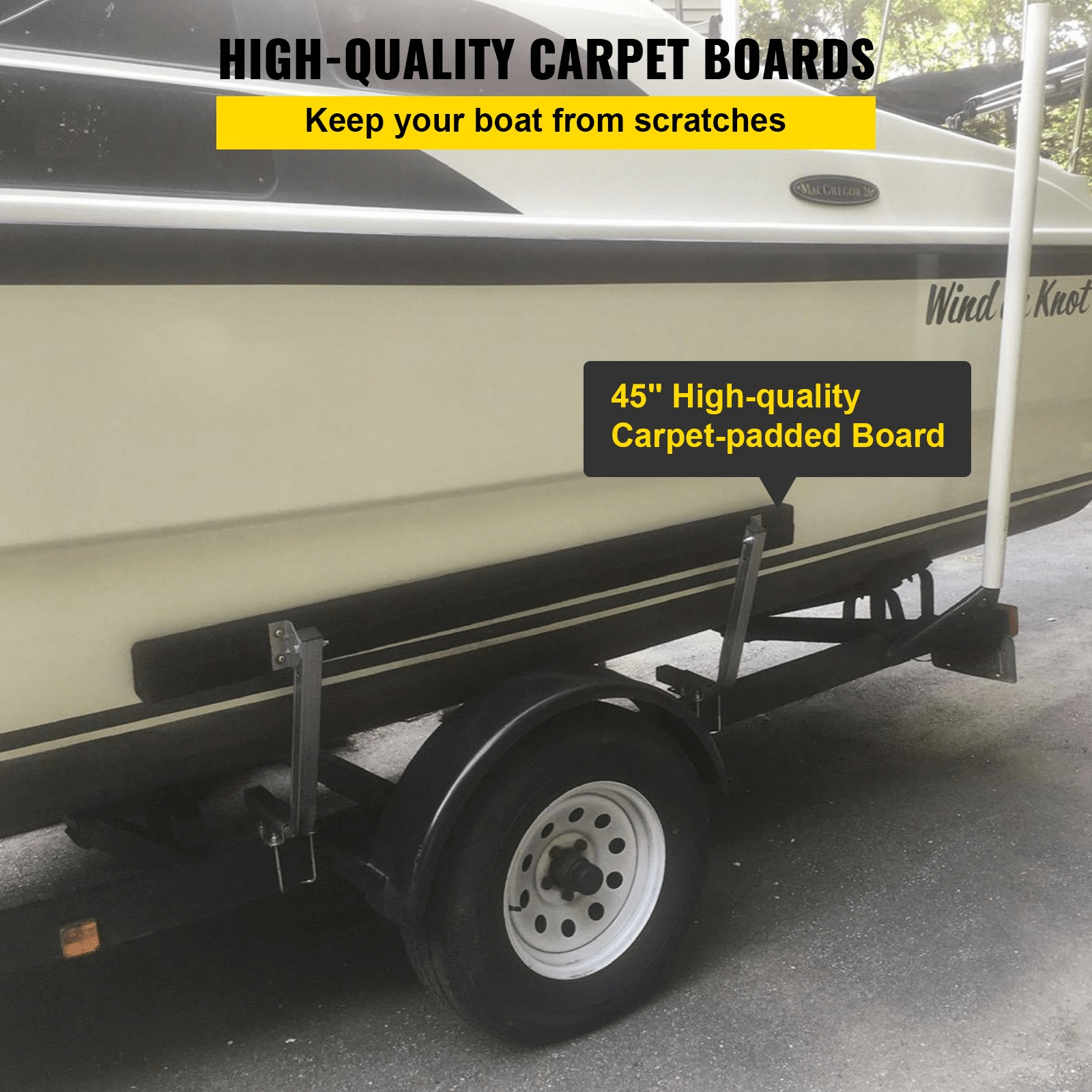 VEVOR Boat Trailer Guide - ons, 2PCS Rustproof Steel Trailer Guide ons, Trailer Guides with Carpet - Padded Boards, Mounting Parts Included, for Ski Boat, Fishing Boat or Sailboat Trailer - MarineQuest Supply