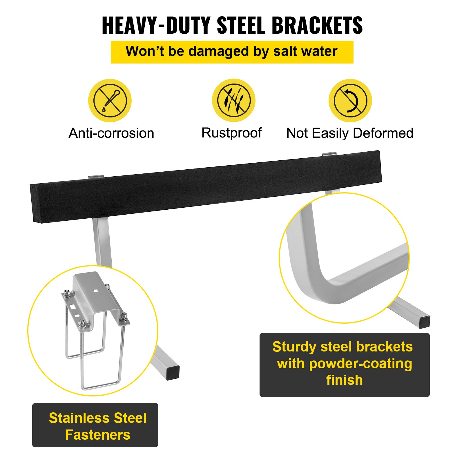 VEVOR Boat Trailer Guide - ons, 2PCS Rustproof Steel Trailer Guide ons, Trailer Guides with Carpet - Padded Boards, Mounting Parts Included, for Ski Boat, Fishing Boat or Sailboat Trailer - MarineQuest Supply