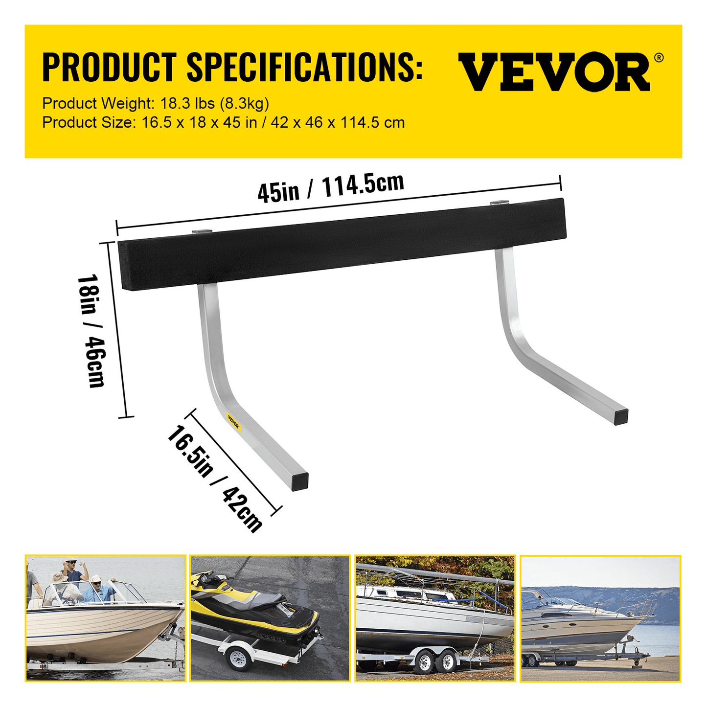 VEVOR Boat Trailer Guide - ons, 2PCS Rustproof Steel Trailer Guide ons, Trailer Guides with Carpet - Padded Boards, Mounting Parts Included, for Ski Boat, Fishing Boat or Sailboat Trailer - MarineQuest Supply