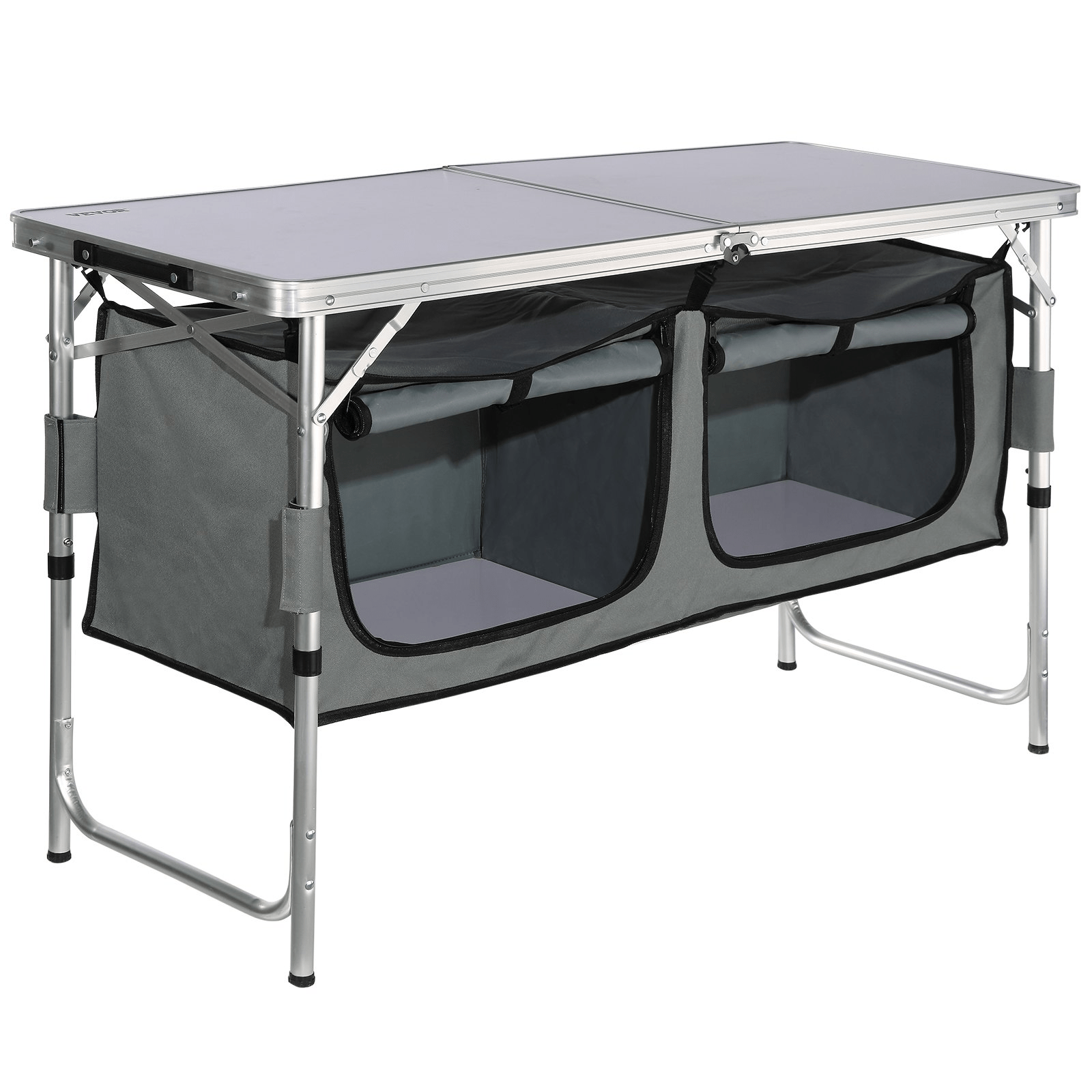 VEVOR Camping Kitchen Table, Quick set - up Folding Camping Table, 3 Adjustable Heights, MDF Camping Table, Ideal for Outdoor Picnics, BBQs, Camping, RV Traveling - MarineQuest Supply