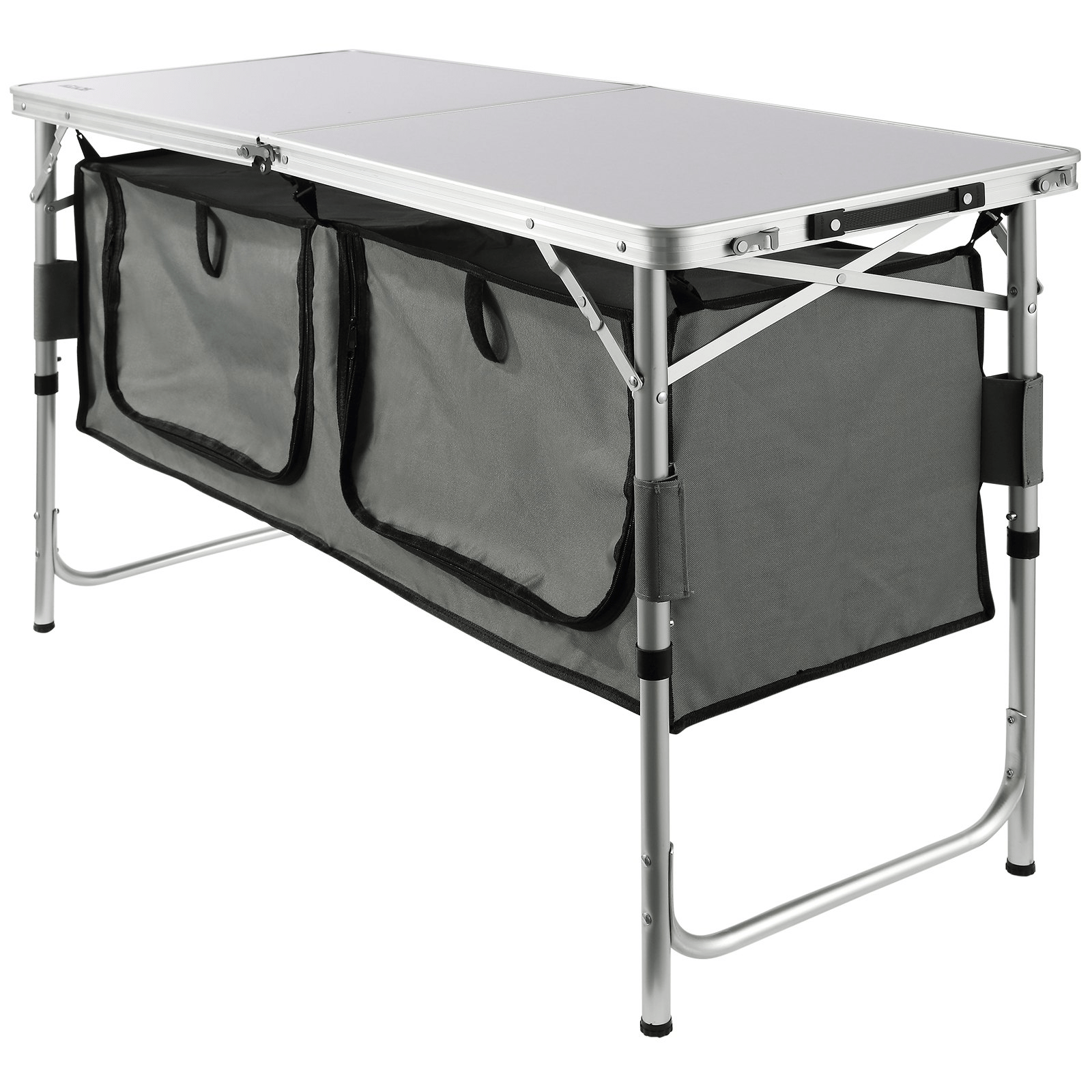 VEVOR Camping Kitchen Table, Quick set - up Folding Camping Table, 3 Adjustable Heights, MDF Camping Table, Ideal for Outdoor Picnics, BBQs, Camping, RV Traveling - MarineQuest Supply