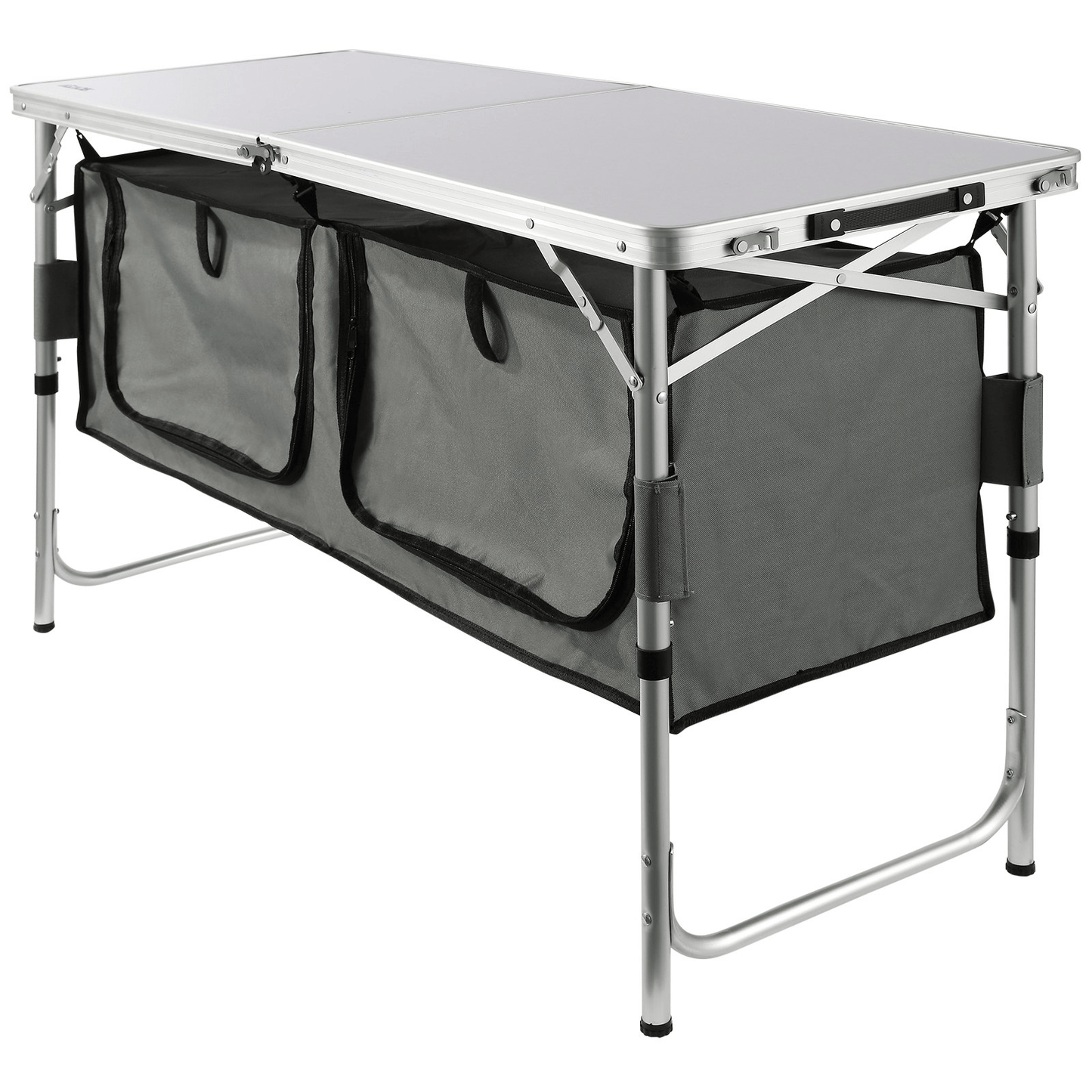 VEVOR Camping Kitchen Table, Quick set - up Folding Camping Table, 3 Adjustable Heights, MDF Camping Table, Ideal for Outdoor Picnics, BBQs, Camping, RV Traveling - MarineQuest Supply