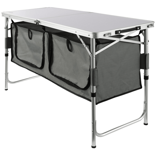 VEVOR Camping Kitchen Table, Quick set - up Folding Camping Table, 3 Adjustable Heights, MDF Camping Table, Ideal for Outdoor Picnics, BBQs, Camping, RV Traveling - MarineQuest Supply