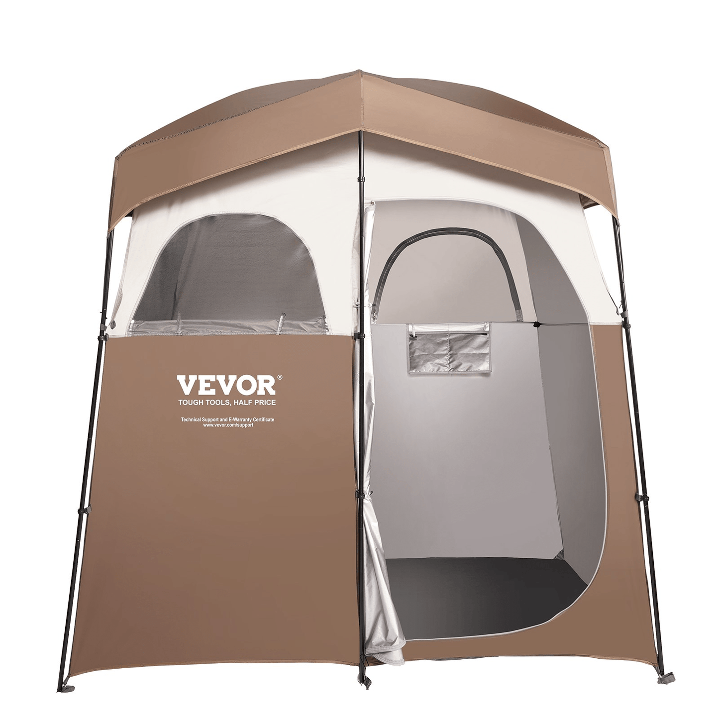 VEVOR Camping Shower Tent, 83" x 42" x 83" 2 Rooms Oversize Outdoor Portable Shelter, Privacy Tent with Detachable Top, Pockets, Hanging Rope and Clothesline, for Dressing, Changing, Toilet, Bathroom - MarineQuest Supply