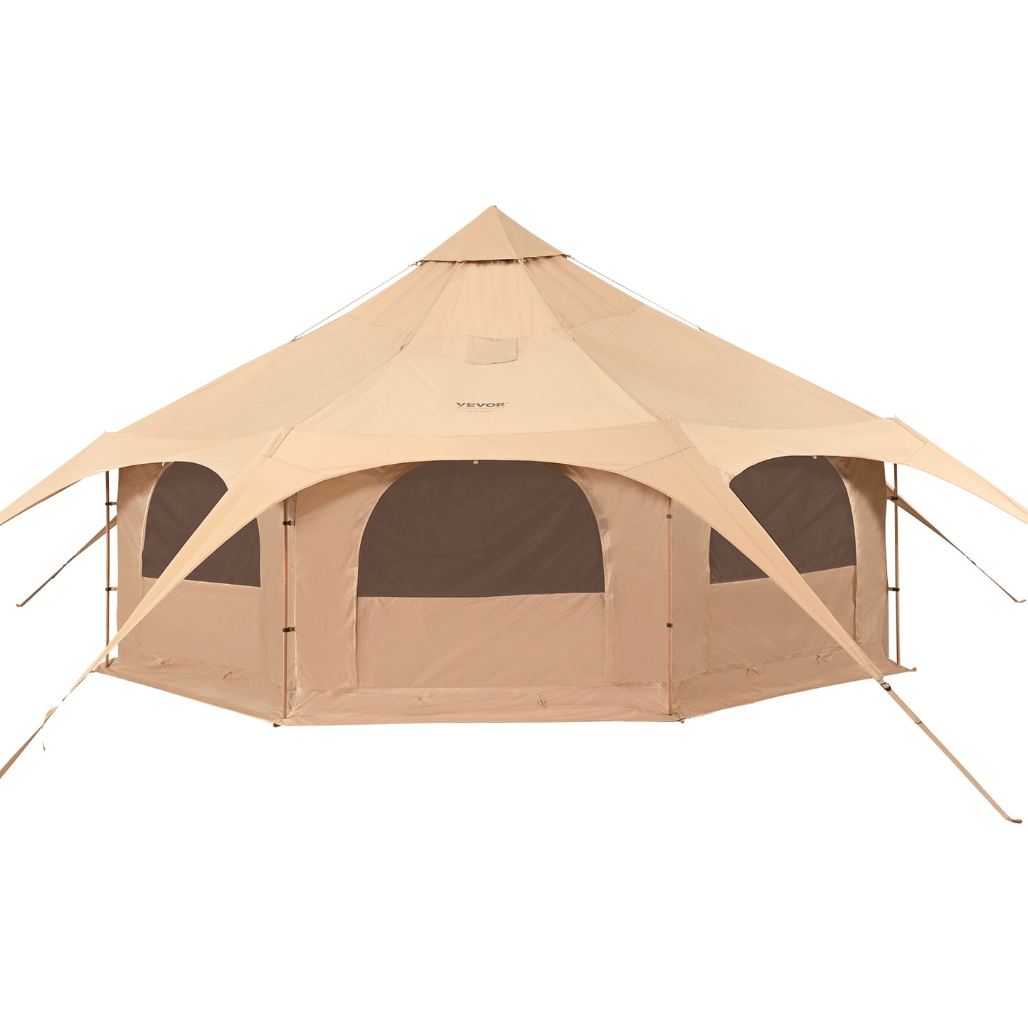 VEVOR Canvas Tent, 4 Seasons 5 m/16.4 ft Bell Tent, Canvas Tent for Camping with Stove Jack, Breathable Yurt Tent for up to 8 People, Family Camping Outdoor Hunting Party - MarineQuest Supply