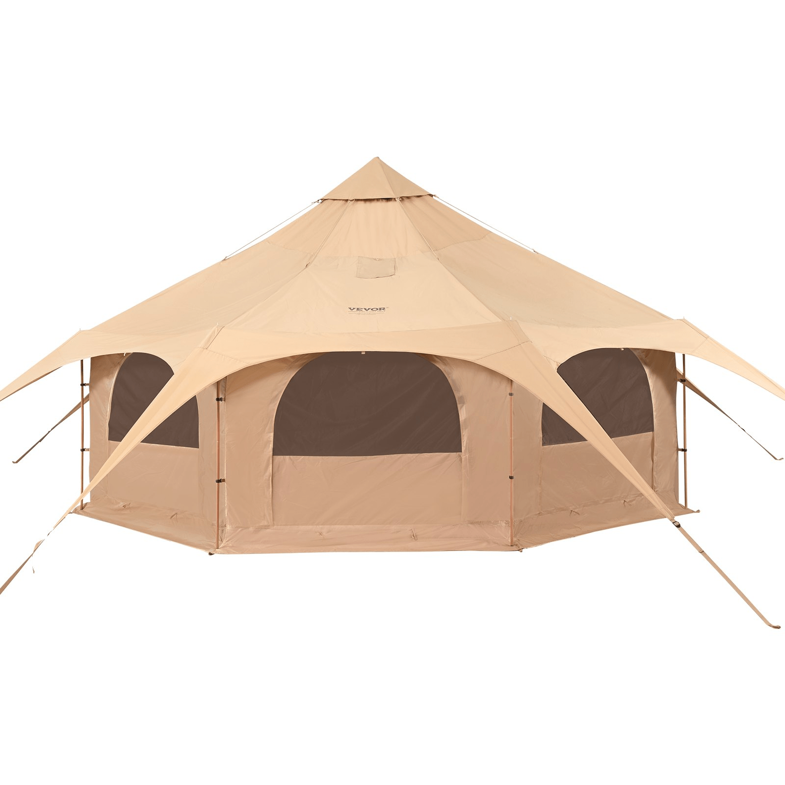 VEVOR Canvas Tent, 4 Seasons 5 m/16.4 ft Bell Tent, Canvas Tent for Camping with Stove Jack, Breathable Yurt Tent for up to 8 People, Family Camping Outdoor Hunting Party - MarineQuest Supply