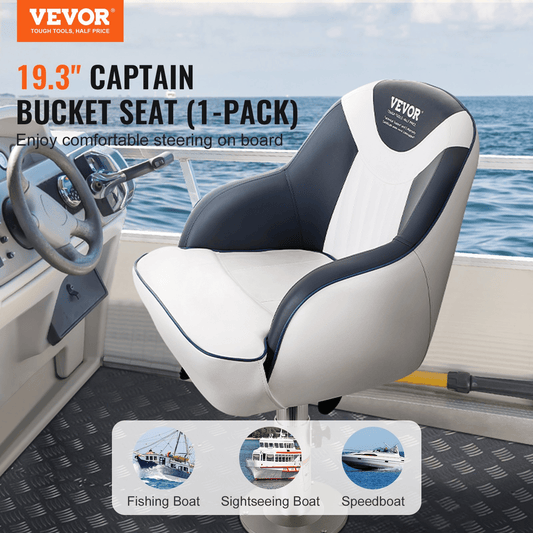 VEVOR Captain Bucket Seat, Pontoon Boat Seat with Thickened Sponge Padding, Boat Captain Chair for Fishing Boat, Sightseeing Boat, Speedboat, Canoe, 1 - Piece - MarineQuest Supply