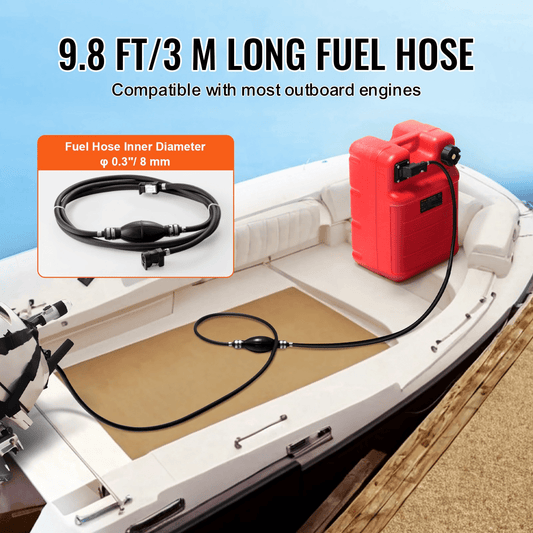 VEVOR Marine Fuel Tank, 6.34 Gallon/24L, Portable Boat Fuel Gas Tank for Outboard Engine Boats, Plastic Outboard Marine Boat Fuel Tank with Hose, Easy to Carry for Yacht, Fishing Boat, Deck Boat, Red - MarineQuest Supply