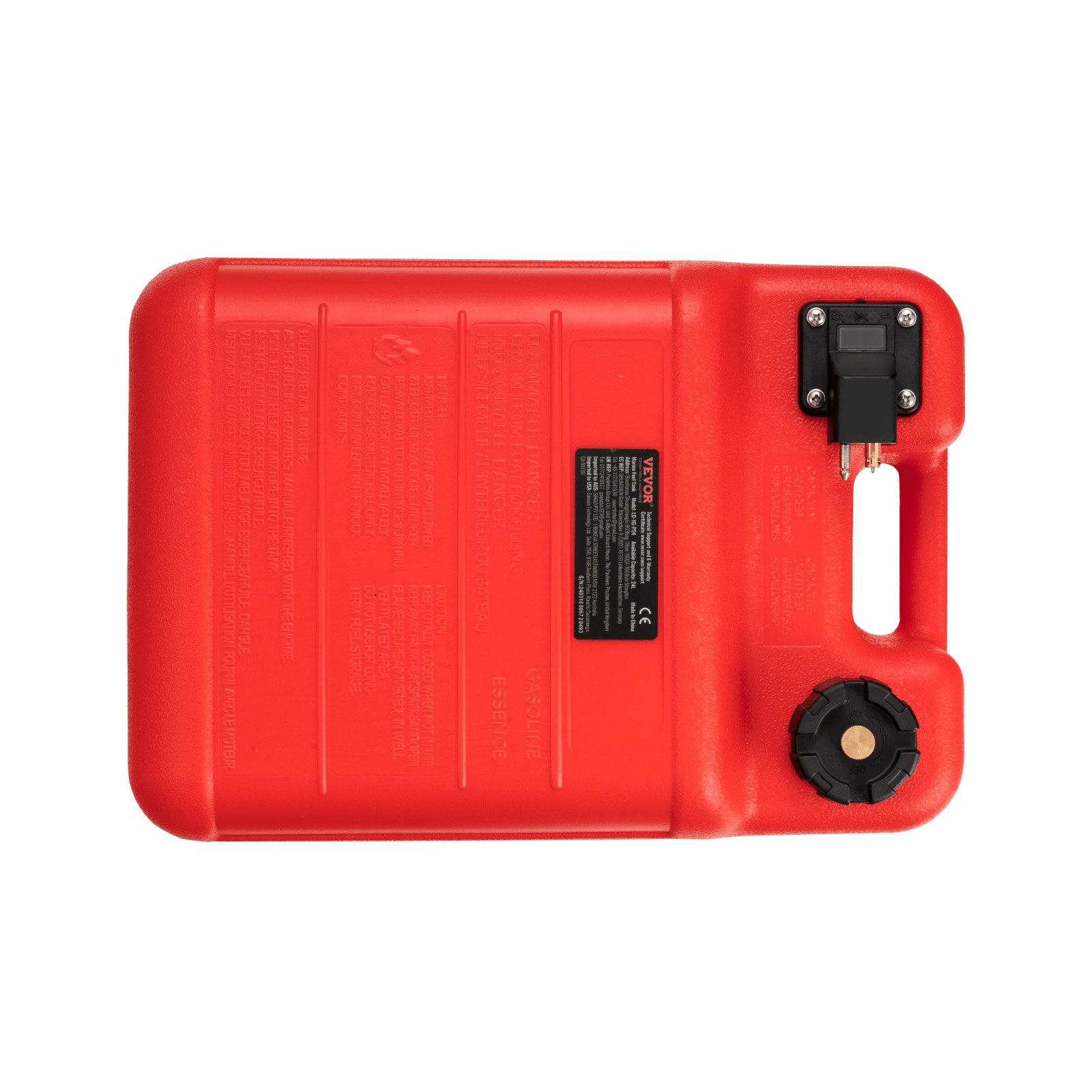 VEVOR Marine Fuel Tank, 6.34 Gallon/24L, Portable Boat Fuel Gas Tank for Outboard Engine Boats, Plastic Outboard Marine Boat Fuel Tank with Hose, Easy to Carry for Yacht, Fishing Boat, Deck Boat, Red - MarineQuest Supply