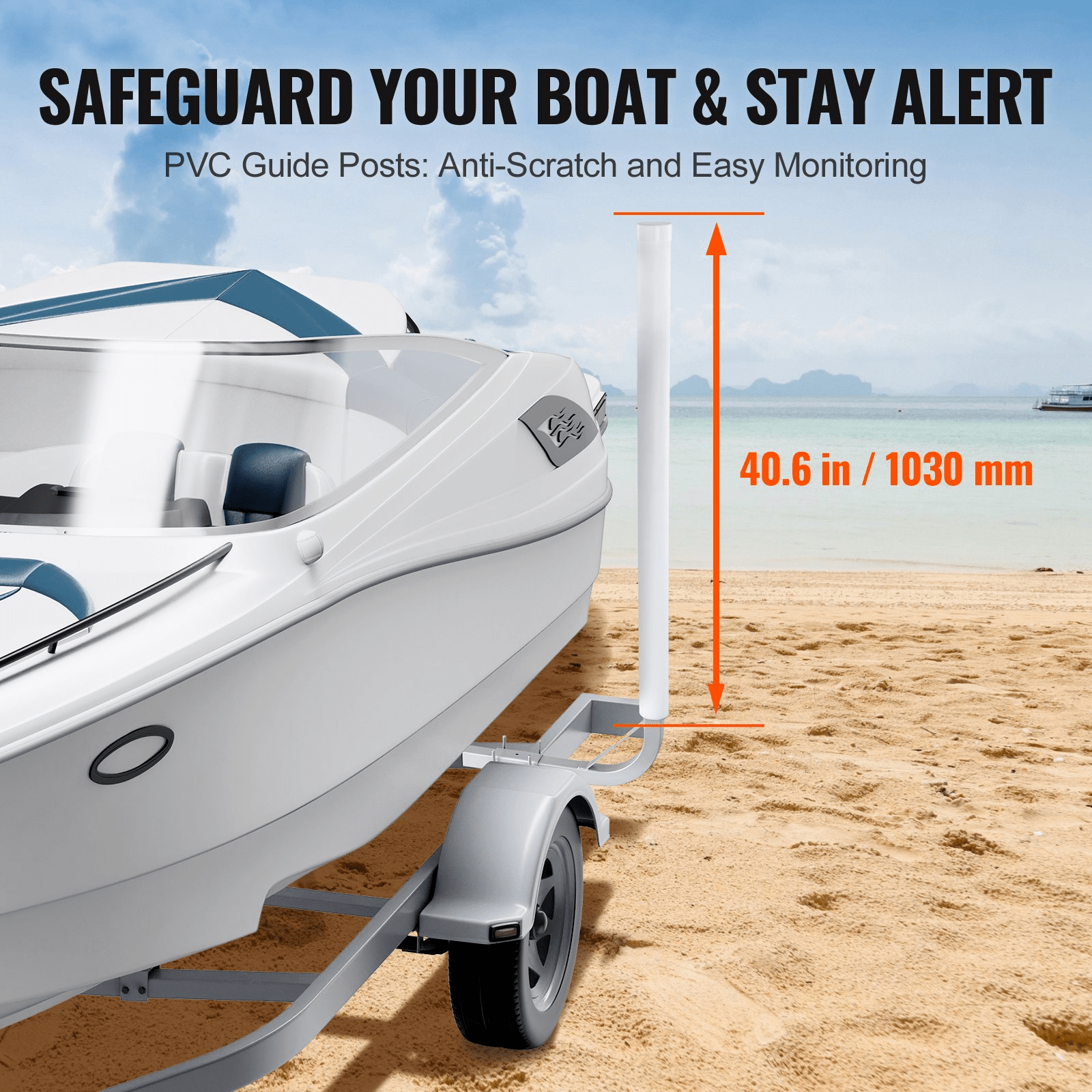 VEVOR Marine Trailer Guide Set, 48'' Flexibly Adjustable Poles, Pair of Steel Supports with PVC Coating, Ideal for Ski, Fishing, and Sailboat Transport, 2024 - MarineQuest Supply