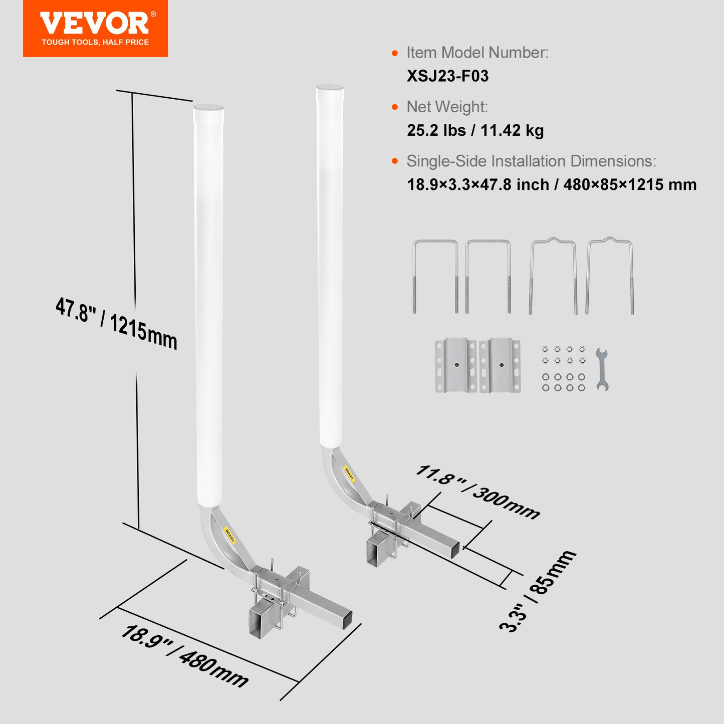 VEVOR Marine Trailer Guide Set, 48'' Flexibly Adjustable Poles, Pair of Steel Supports with PVC Coating, Ideal for Ski, Fishing, and Sailboat Transport, 2024 - MarineQuest Supply