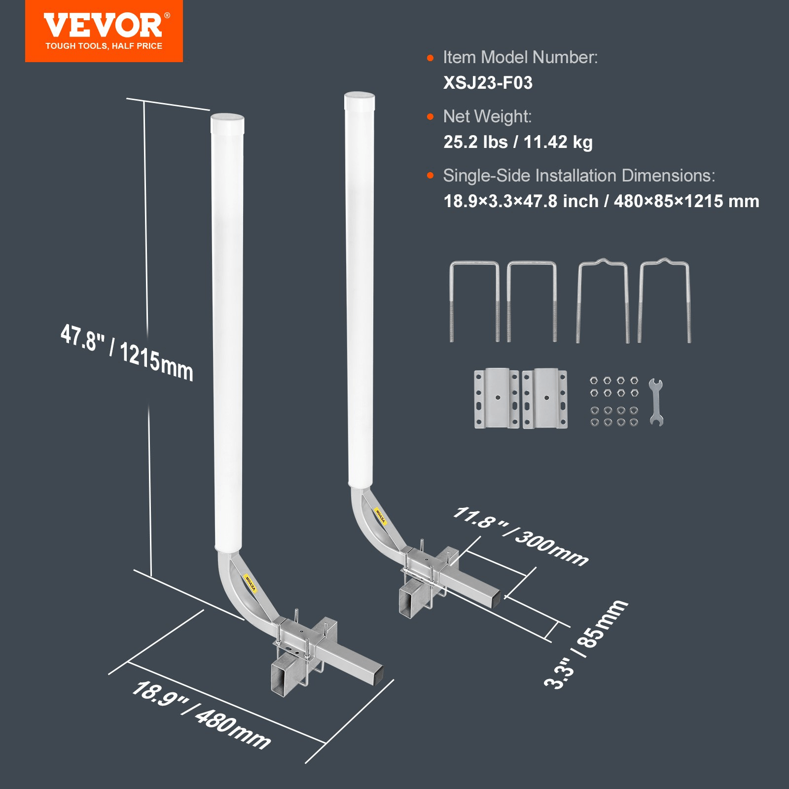 VEVOR Marine Trailer Guide Set, 48'' Flexibly Adjustable Poles, Pair of Steel Supports with PVC Coating, Ideal for Ski, Fishing, and Sailboat Transport, 2024 - MarineQuest Supply