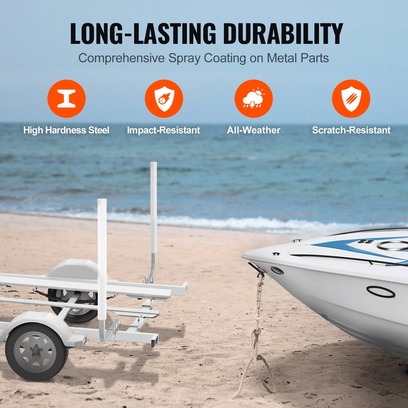 VEVOR Marine Trailer Guide Set, 48'' Flexibly Adjustable Poles, Pair of Steel Supports with PVC Coating, Ideal for Ski, Fishing, and Sailboat Transport, 2024 - MarineQuest Supply