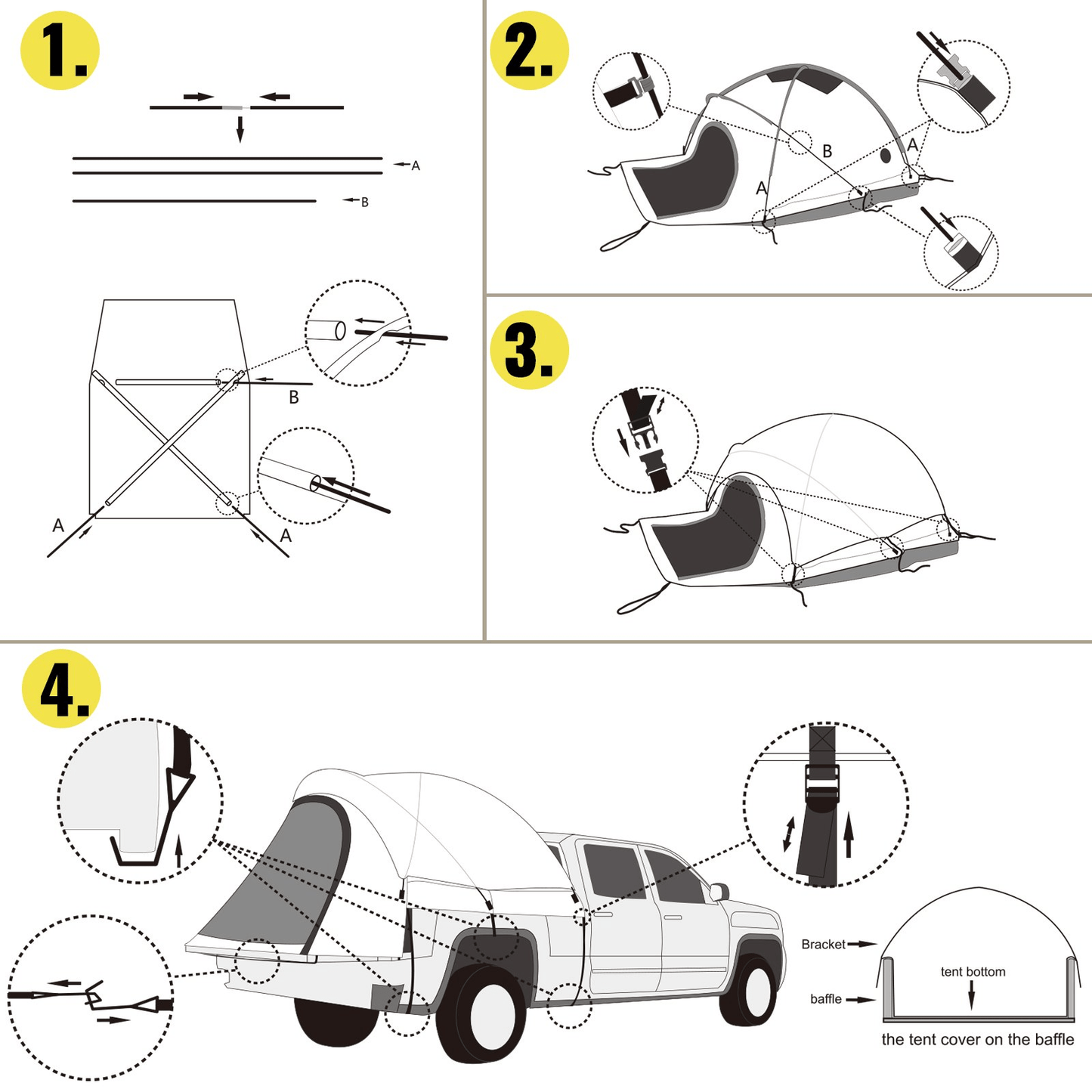 VEVOR Truck Tent 6.5 ft, Truck Bed Tent, Pickup Tent for Full Size Truck, Waterproof Truck Camper, 2 - Person Sleeping Capacity, 2 Mesh Windows, Easy to Setup Truck Tents for Camping, Hiking, Fishing - MarineQuest Supply