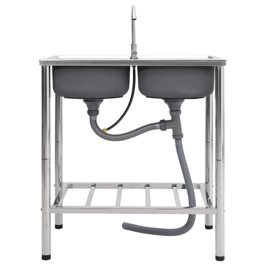 VildaXL Camping Sink Double Basins with Tap Stainless Steel - MarineQuest Supply